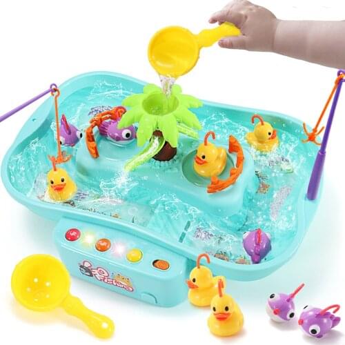 19.5*22*32cm Kids Fishing Toys Electric Water Cycle Rotating Fishing Game set Interactive Table Games for Children Gift