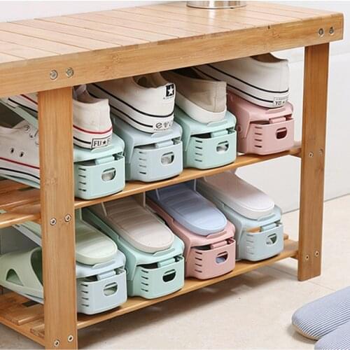 5PCS Durable Adjustable Shoe Organizer Footwear Support Slot Space Saving Cabinet Closet Stand Shoes Storage Rack Shoebox