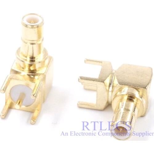 5pcs SMB Connector Jack Male Plug through hole Right Angle PCB Mount RF Coaxial receptacle 50 ohm Frequency 0 to 4GHz