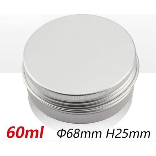 50PCS/LOT Free shipping 68*25mm aluminum jar, 60ml gram metal cream jar, 1 oz silver aluminum tin, 60ml metal cosmetic container