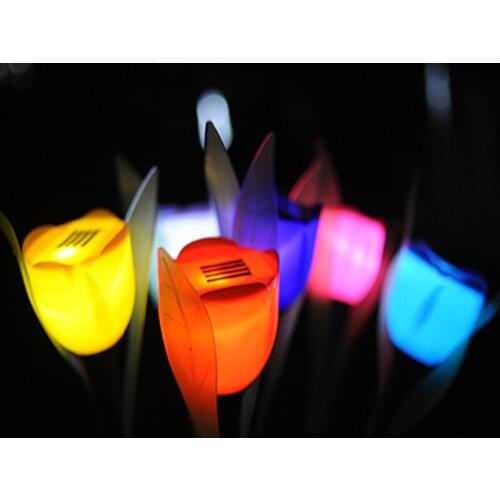 8PCS LED Solar Power Garden Lights Colorful Flower Tulip Lamp For Outdoor Landscaping Park Lawns Grasses Christmas Decoration