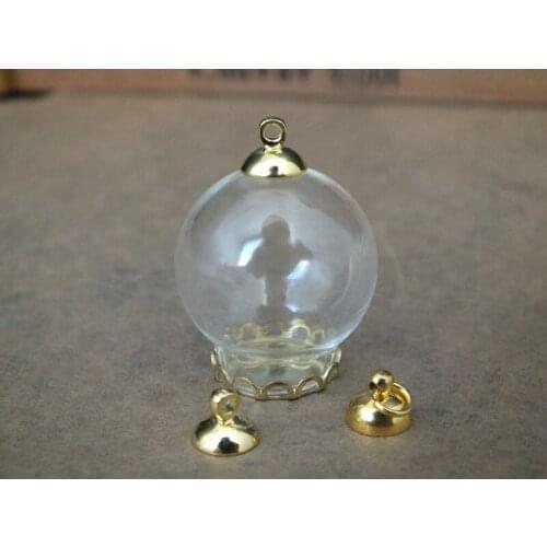 Free ship!! 25x15mm ball shape glass globe & diferent shapes cap,handmade glass vial pendant , without chain