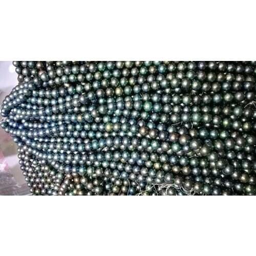 One Strands 10x11mm green brown gray black blue colors mixed pearl natural freshwater pearl loose beads 35cm / 14.5inch DIY