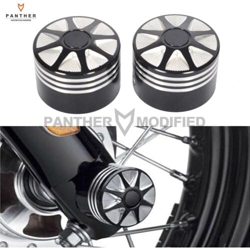 Black CNC Cut Motorcycle Front Axle Nut Cover Bolt Kit case for Harley Touring Softail FLTR Dyna XL1200 883