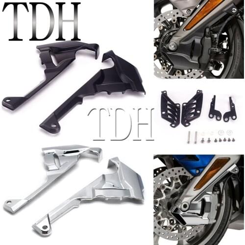 Chrome/Black Pair Motorcycle Front Caliper Cover Case Side Vent Trim with Bracket For Honda Goldwing Gold Wing GL1800 2018-2019