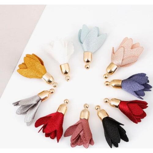 Hot! 10pcs/lot Random Mixed Color Fashion Dental Flower Tassel Charm for Women DlY Earring Jewelry Making Findings Wholesale
