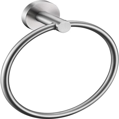 Brushed Nickel Hand Towel Ring for Bathroom Wall Mounted Heavy Duty Towel Holder 304 Stainless Steel Round Hand Towel Racks