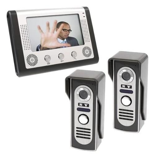 One To Two Metal 7 Inch Wired Video Door Phone Intercom System Access Control Video Doorbell
