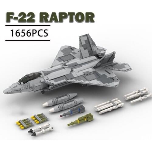 Creator MOC Military Weapon series F-22 Raptor fighter Air Force combat aircraft model set military aircraft DIY brick Kid toys