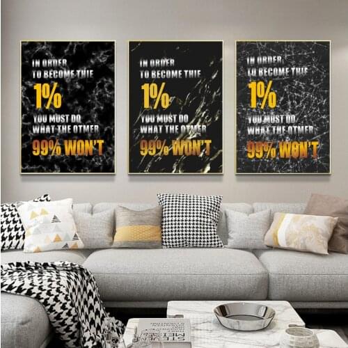 Black Golden Motivational Quote Canvas Painting Inspirational Letter Posters Prints Wall Art Picture Living Room Office Decor