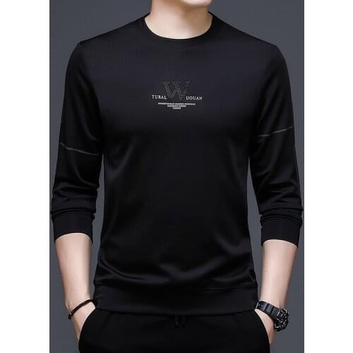 BROWON Autumn Fashion T Shirt for Men Long Sleeve O-neck Collar Polyester Tshirts Men T Shirt Anti-wrinkle Men Tops Clothes