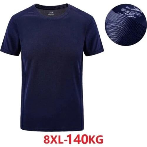 Mens summer quick dry t-shirts short sleeve 8XL navy blue Fitness tees large plus size big 5XL out door sportweat tops tshirt 54