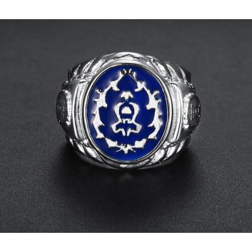 League of Heroes Blue Ring for Men Newest Cool Fashion Color Wow Men Rings Alliance Game Fans Party Band