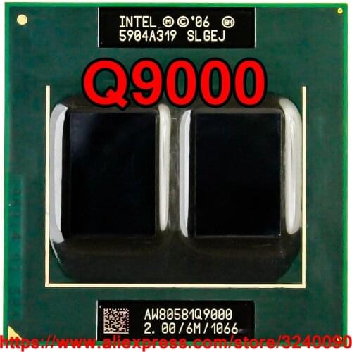 Original lntel Core CPU Q9000 2.00GHz 6M Q 9000 Quad-Core Processor SLGEJ Mobile CPU Laptop processor free shipping