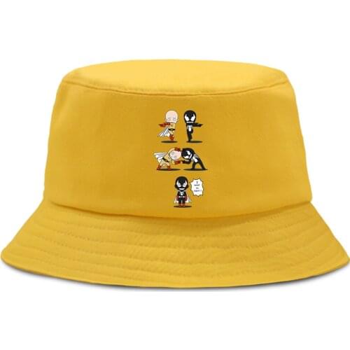 One Punch Man Cartoon Print Bucket Hats Outdoor Hip Hop Fishermans Hat Summer Sunscreen Beach Caps Foldable Unisex Panama Cap