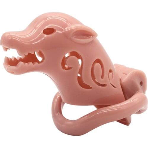 Plastic Male Chastity Devices Animal Wolf Dog Head Cock Cage Penis Ring sex toys for men with 4 size ring Cock Lock Sex Toy