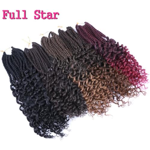 Full Star Ombre Senegalese Twist Crochet Braids Synthetic Braiding Hair Pre Looped Crochet Hair Extensions 18" for Black Women