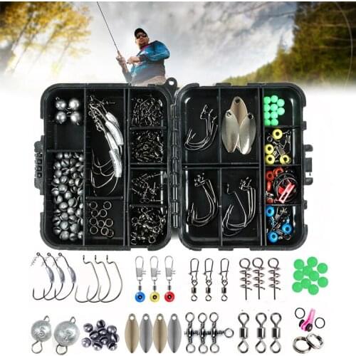 155 Pcs Fishing Accessories Kit With Storage Case Full Fishing Set With Tackle Box Including Jig Hooks Casting Sinker Anzuelos