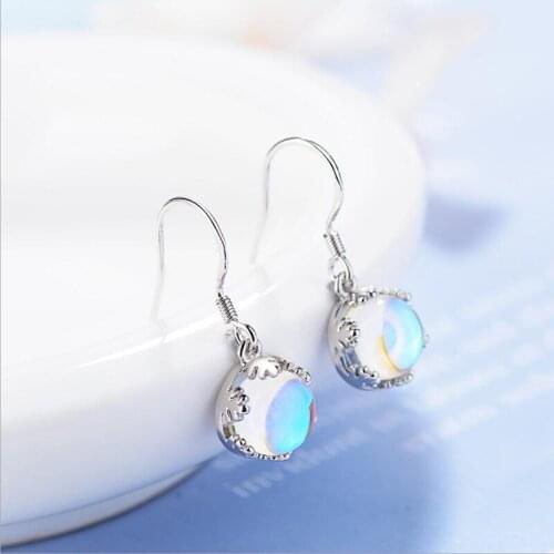 KOFSAC New 925 Sterling Silver Jewelry Earrings For Women Exquisite Color Crystal Drop Earring Girl Valentines Day Accessories