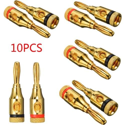 10PCS Speaker Banana Plugs Audio Speaker Screw Wire Cable Connectors Gold Plated Alloy Adapter Accessories