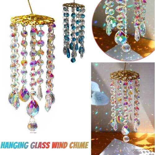 Blue/Multicoloured Crystal Wind Chimes Outdoor Indoor Porch Yard Lawn Garden Patio Hanging Wind Chimes Home Decoration