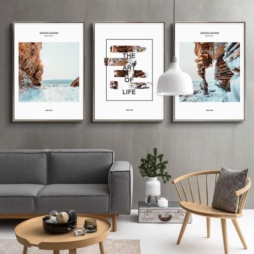 Scandinavian Nature Snow Cliff Landscape Canvas Print Poster Nordic Life Quote Wall Art Living Room Decorative Picture Painting