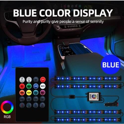LED Car Foot Light Ambient Lamp With USB Wireless Remote Music Control Multiple Modes Automotive Interior Decorative Lights