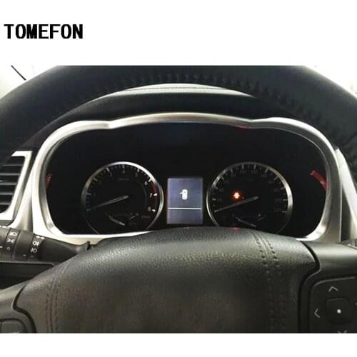 TOMEFON For Toyota Highlander Kluger 2014 2015 Dashboard ABS Chrome Instrument Panel Box Trim Cover Bezel Molding Accessories