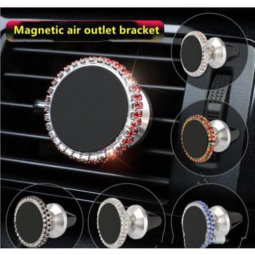 Universal Creative Diamond-studded Magnetic Mobile Phone Car Holder Air Outlet Mobile Phone Navigation Bracket Bling Crystal