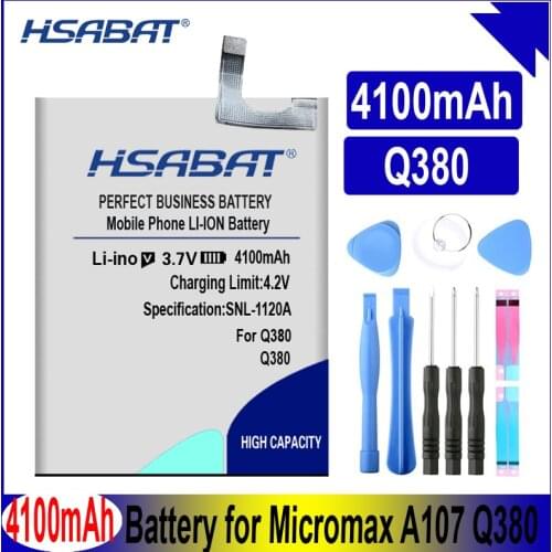 HSABAT 4100mAh High quality mobile phone batteries for Micromax A107 Q380 Battery