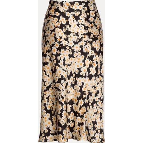 Klacwaya Floral Print Girls Silk Pencil Skirts Women 2020 Fashion High Waist Slim Skirt Ladies Chic Boho Midi Mermaid Jupe femme