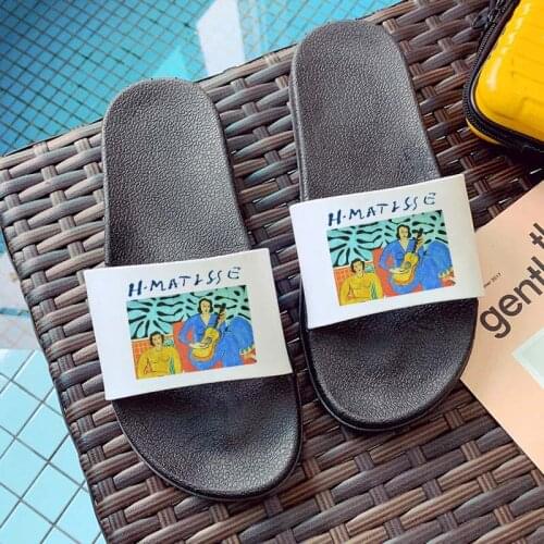 Korean version Lady Bathroom Flip Flops Harajuku Print Female Slippers Indoor Slippers Summer Women Slippers
