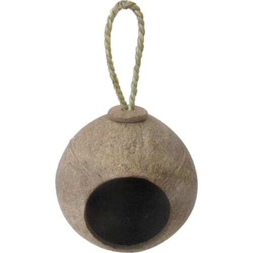 1PC Parrot Nest Natural Coconut Shell House Cage Feeder Parakeet Birds Squirrel Hamster Toys Pet Breed Decoration Supplies