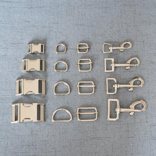 100 Sets 15mm/20mm/25mm/32mm Silver Metal D Ring Snap Hook Adjustable Release Buckle DIY For Paracord Pet Dog Leash Accessories