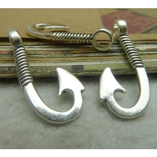 150Pcs/Lot Vintage Hooks Alloy Charms Pendant Jewelry Findings 15*30MM