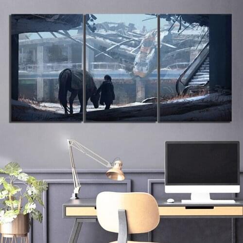 3 Piece HD Picture Concept Art The Last of Us Left Behind Game Poster Concept Art Canvas Paintings Wall Art for Home Decor