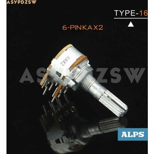 6-PIN Original ALPS Type-16 Gear handle volume potentiometer RK16 50KAX2 100KAX2
