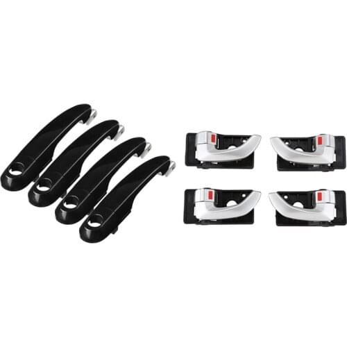 8 Pcs Car Door Handle Left Right Replacement Set, 4 Pcs Outside & 4 Pcs Interior