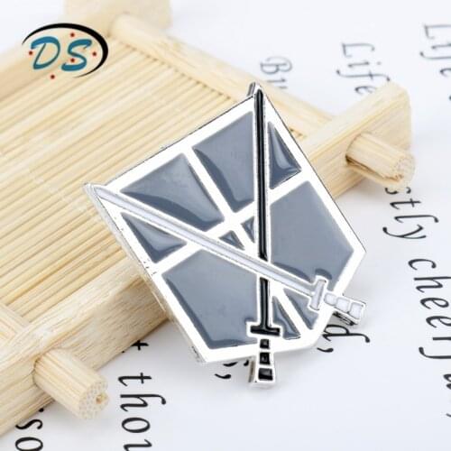 Anime Jewelry Attack on Titan Brooches Scouting Legion Cross Sword Pattern Brooch Shield Brooch Pins for Woman Men Shirt
