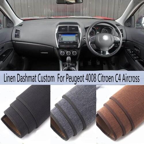 Car Styling Linen Dash Mat Covers Dashmat Dashboard Pad Carpet Accessories For Peugeot 4008 Citroen C4 Aircross 2012 2013 - 2016