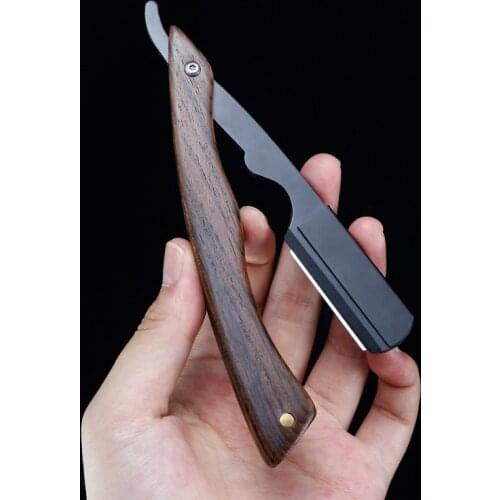 Professional Blade Shaving Razors Sandalwood Handle Barber Shaver Eyebrow Razor mens Replaceable Blade Razor Hair Knife G0104
