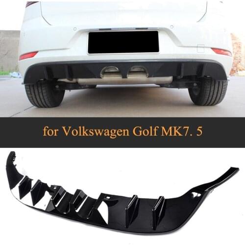 Black PP Car Rear bumper Diffuser Lip Spoiler For Volkswagen VW Golf 7 VII Standard and GTI 2017 2018 Mid Outlet