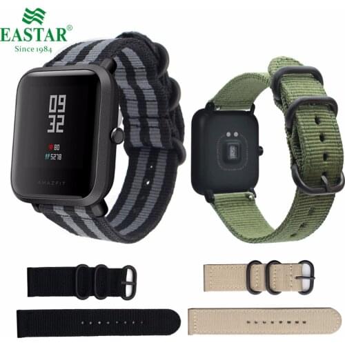 Eastar Colorful Nylon wristband for Xiaomi huami Amazfit Smart Watch Youth Edition Bip BIT PACE Lite band strap fitness bracelet