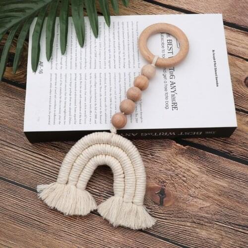 Baby Wooden Teether Natural Wood Rattle Chewable Play Gym Stroller Toy Nursing Pendant Charms Teething Toys GXMB