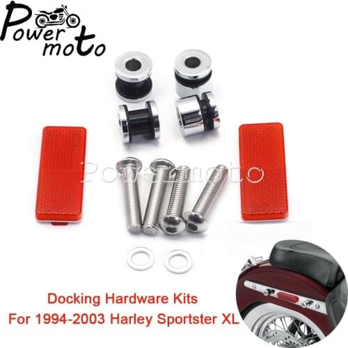 For Harley Sportster XL 1994-2003 #53528-95B Motorcycle Detachable Bracket Back Sissy Bar Docking Hardware Kits w/ Red Reflector