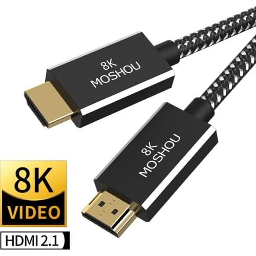 MOSHOU HDMI 2.1 Cable 8K 60Hz 4K 120Hz 48Gbps ARC eARC HDR 2.0 Video Cord for Amplifier TV PS4 NS Projector High Definition