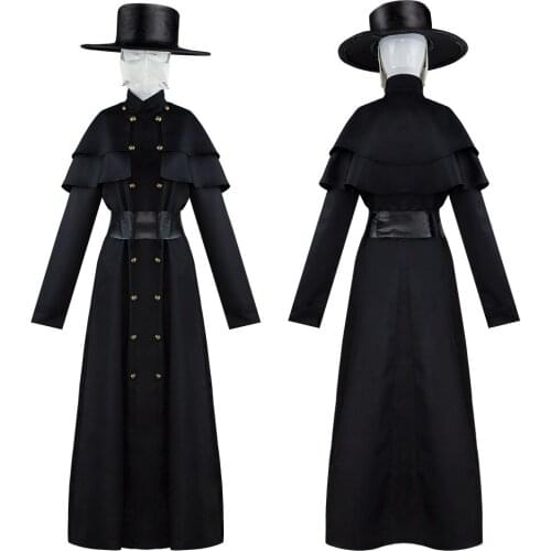 Halloween Medieval Hooded Robe plague doctor costume mask hat for men Monk Cosplay Steampunk Priest horror Wizard Cloak Cape 5XL