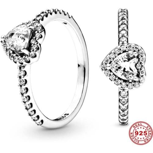 Leuxry Classic 925 Sterling Silver Ring Love Hearts Arrows CZ Zircon Wedding Jewelry Rings Engagement For Women Dropshipping