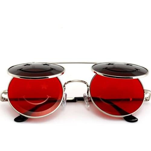 MINCL/ 2018 Hot Sale punk Glasses Round Sunglasses Red Retro Glasses Unisex Fashion for Men and Women sunglasses NX