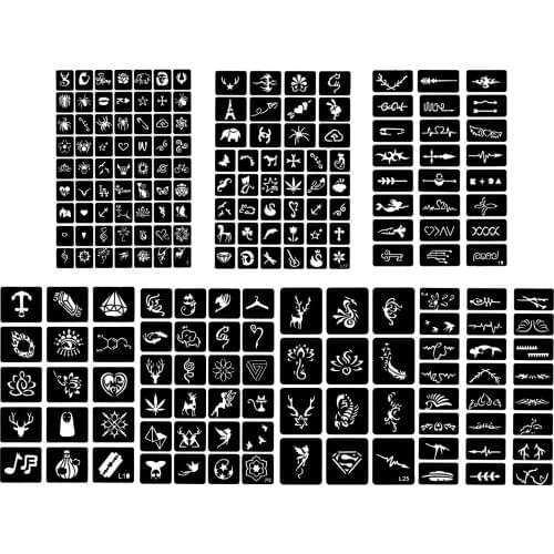 204PCS Reusable Tattoo Temporary Stencils Templates for Face Body Glitter Paints Wedding Birthday Party Concert Tattoo Templates